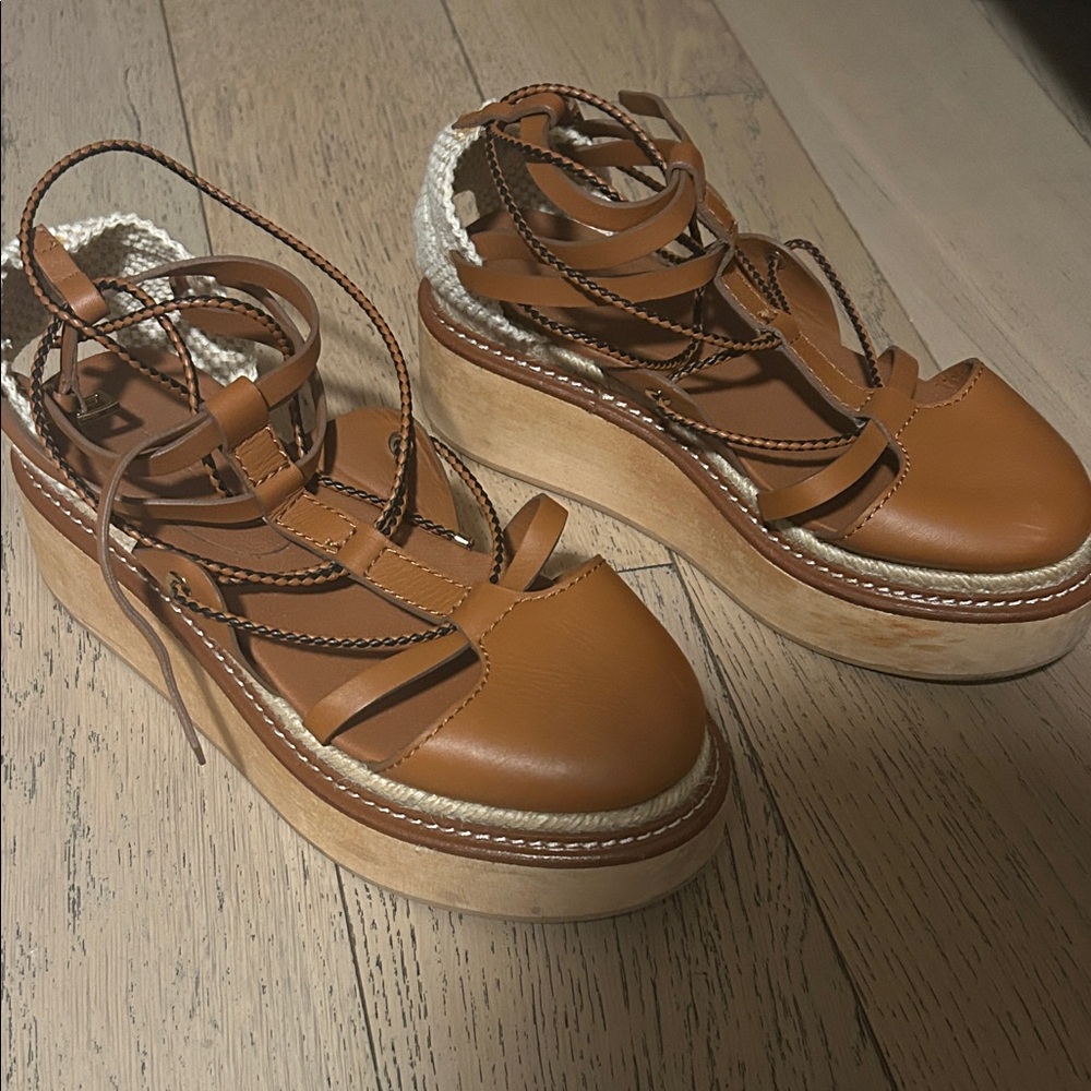 Ulla Johnson Tan Leather Platform Sandals
